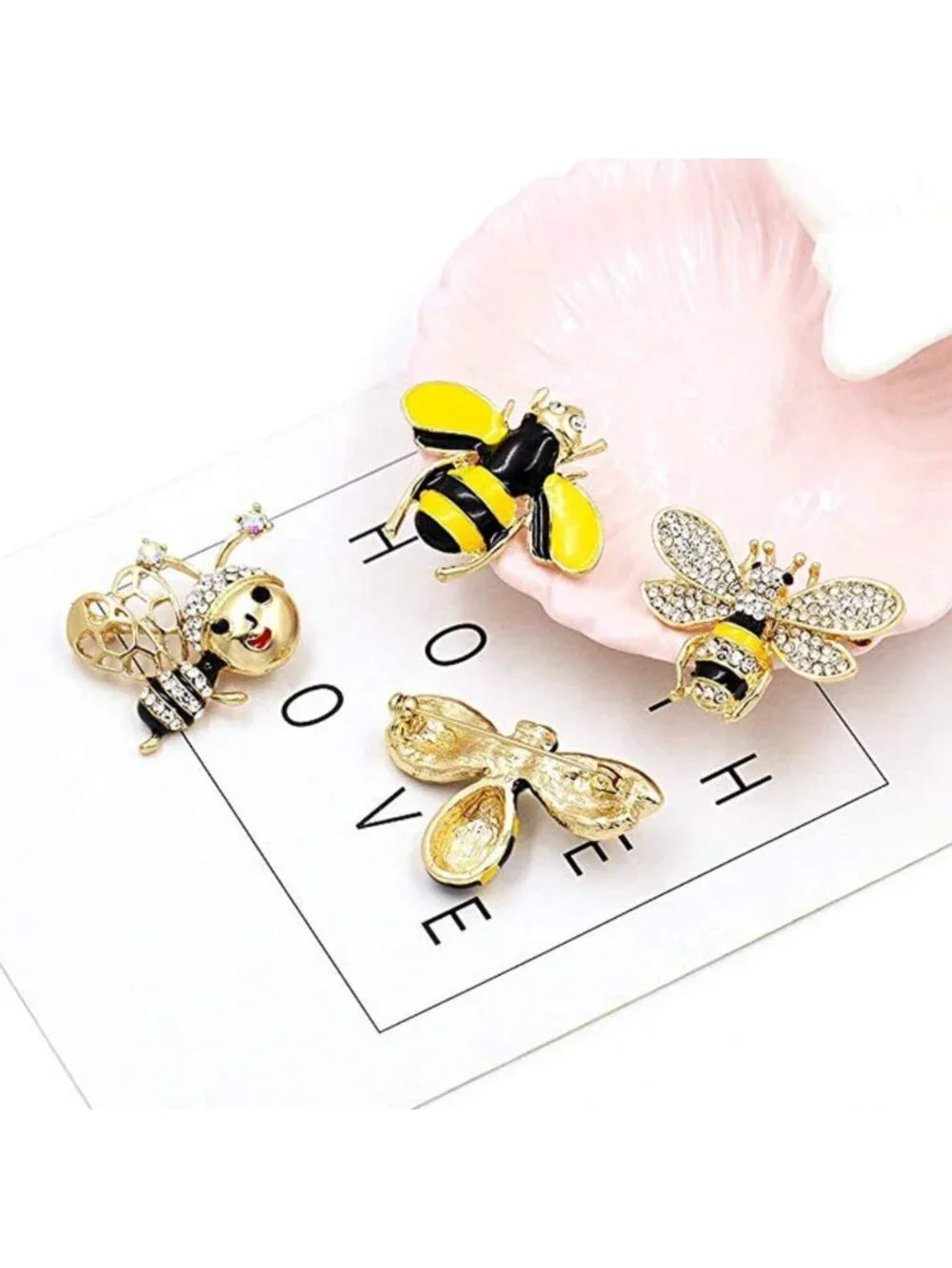 10 Stylish Bee Themed Enamel Crystal Rhinestone Brooch Pins for Fashion